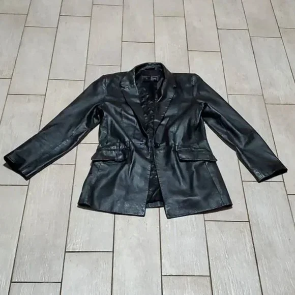 Up-cycled Terrry Lewis Leather Jacket Size LG - Hand Painted by Skye De La Rosa